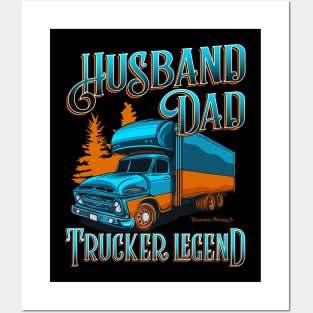 Husband Dad Trucker Legend Posters and Art